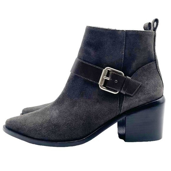 NWT AllSaints Jason Boot Charcoal Gray Suede Buckle Ankle Bootie Women’s Size 9 - Picture 4 of 16